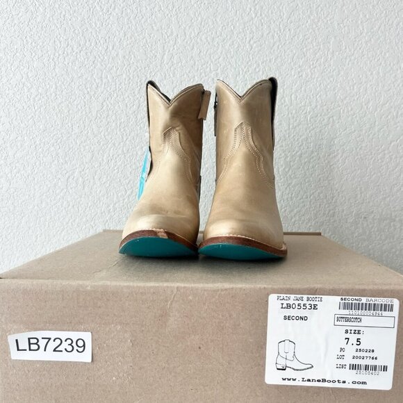 Lane PLAIN JANE Womens Cowboy Bootie 7.5 Butterscotch Western Cowgirl Ankle Boot - Picture 10 of 11
